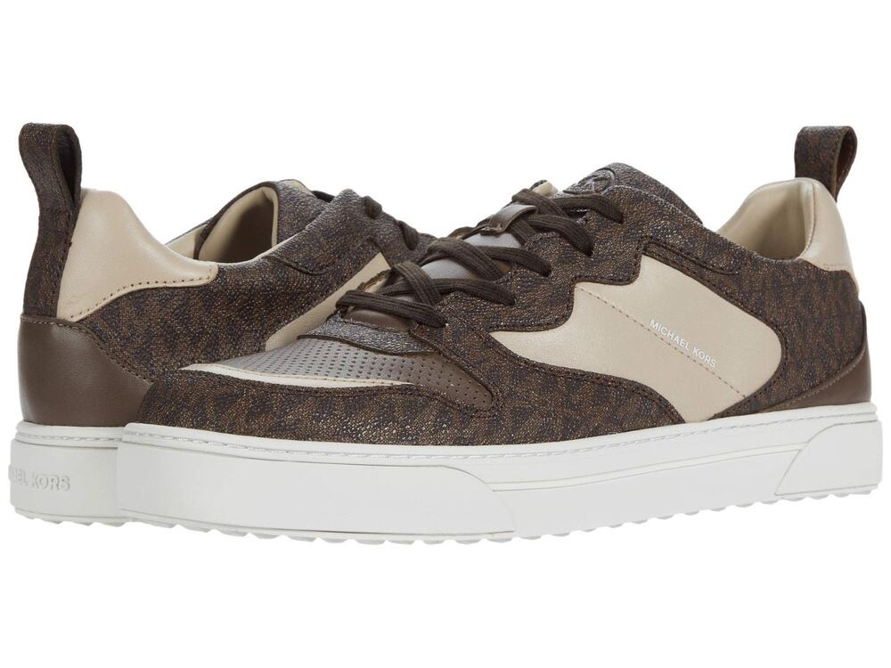 MICHAEL KORS MENS TENNIS SHOE Brown BAXTER LACE UP, 42F0BAFS3L Size 10 M